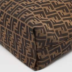 Pre Owned Fendi Tobacco Zucca Canvas and Leather Clasp Shoulder Bag