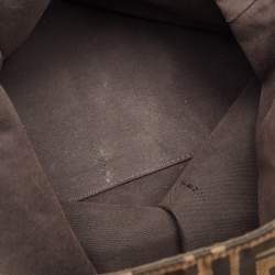 Pre Owned Fendi Tobacco Zucca Canvas and Leather Clasp Shoulder Bag