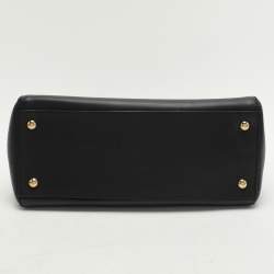 Pre Owned Fendi Black Leather Dotcom Top Handle Bag