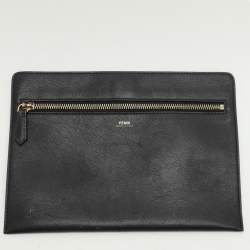 Pre Owned Fendi Black Leather Dotcom Top Handle Bag