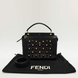Pre Owned Fendi Black Leather Dotcom Top Handle Bag