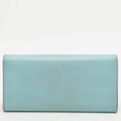 Fendi Blue Leather Embellished Wallet On Chain