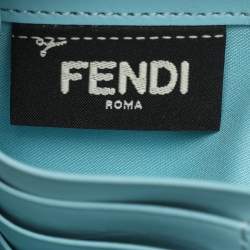 Fendi Blue Leather Embellished Wallet On Chain