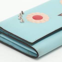 Fendi Blue Leather Embellished Wallet On Chain