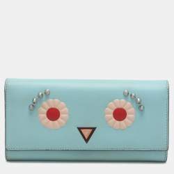 Fendi Blue Leather Embellished Wallet On Chain