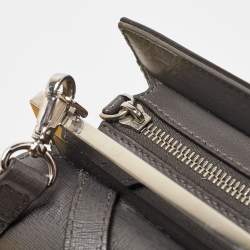 مملوكة مسبقًا Fendi Dark Grey Leather Small Demi Jour Top Handle Bag