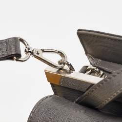 مملوكة مسبقًا Fendi Dark Grey Leather Small Demi Jour Top Handle Bag