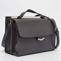 مملوكة مسبقًا Fendi Dark Grey Leather Small Demi Jour Top Handle Bag