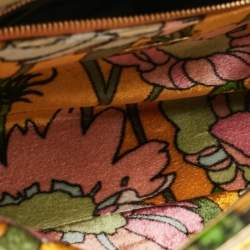Pre Owned Fendi Multicolor Velvet Mini Floral Peekaboo Top Handle Bag