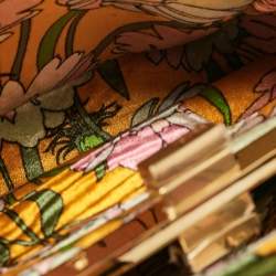 Pre Owned Fendi Multicolor Velvet Mini Floral Peekaboo Top Handle Bag