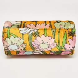 Pre Owned Fendi Multicolor Velvet Mini Floral Peekaboo Top Handle Bag