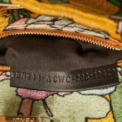 Pre Owned Fendi Multicolor Velvet Mini Floral Peekaboo Top Handle Bag