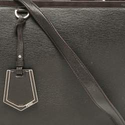 Pre Owned Fendi Dark Brown Zebra Pring Calfhair and Leather Medium 2Jours Tote