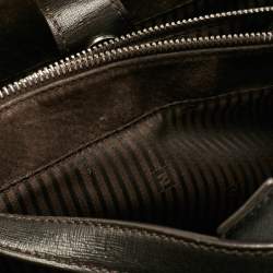 Pre Owned Fendi Dark Brown Zebra Pring Calfhair and Leather Medium 2Jours Tote