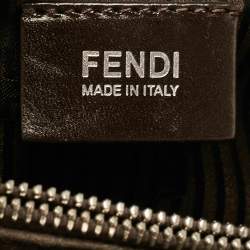 Pre Owned Fendi Dark Brown Zebra Pring Calfhair and Leather Medium 2Jours Tote