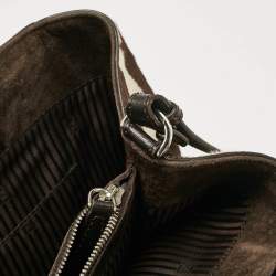 Pre Owned Fendi Dark Brown Zebra Pring Calfhair and Leather Medium 2Jours Tote