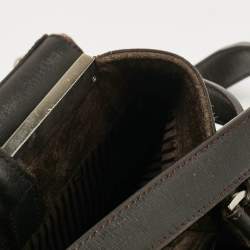 Pre Owned Fendi Dark Brown Zebra Pring Calfhair and Leather Medium 2Jours Tote