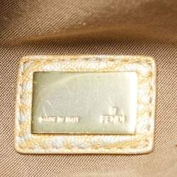 Pre Owned Fendi Metallic Gold Holographic Textured Leather Spy Hobo