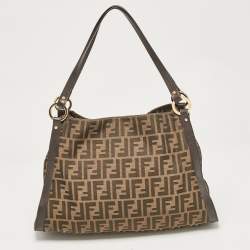 Pre Owned حقيبة يد فندي شيف جلد وكانفاس زوكا توباكو 