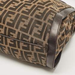 Pre Owned حقيبة يد فندي شيف جلد وكانفاس زوكا توباكو 