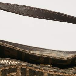 Pre Owned حقيبة يد فندي شيف جلد وكانفاس زوكا توباكو 