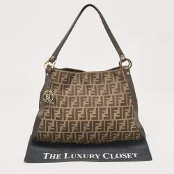 Pre Owned حقيبة يد فندي شيف جلد وكانفاس زوكا توباكو 