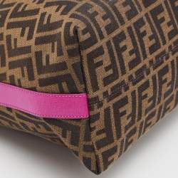 Fendi Tobacco/Pink Zucca Canvas and Leather Piccola Hobo