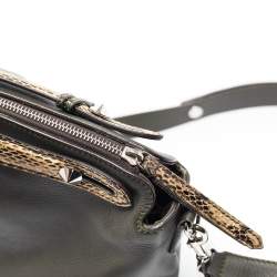 Pre Owned Fendi Green/Light Yellow Leather and Watersnake Small By The Way Bag