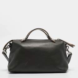 Pre Owned Fendi Green/Light Yellow Leather and Watersnake Small By The Way Bag