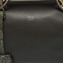 Pre Owned Fendi Green/Light Yellow Leather and Watersnake Small By The Way Bag