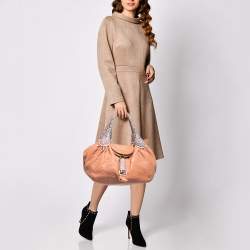 Fendi Peach Textured Leather Spy Hobo