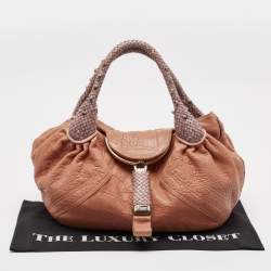 Fendi Peach Textured Leather Spy Hobo