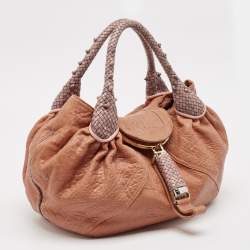 Fendi Peach Textured Leather Spy Hobo