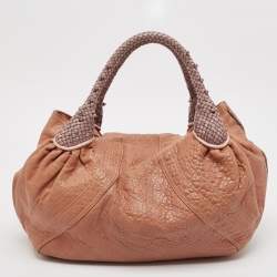 Fendi Peach Textured Leather Spy Hobo