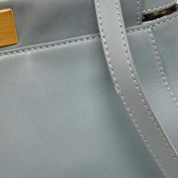 Fendi Light Grey Leather Medium Peekaboo Top Handle Bag