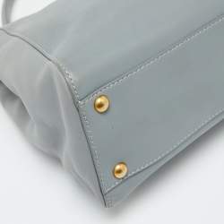 Fendi Light Grey Leather Medium Peekaboo Top Handle Bag