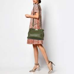 Pre Owned Fendi Green Leather and Python Medium Peekaboo Top Handle Bag