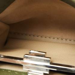 Pre Owned Fendi Green Leather and Python Medium Peekaboo Top Handle Bag