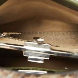 Pre Owned Fendi Green Leather and Python Medium Peekaboo Top Handle Bag
