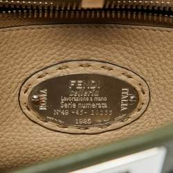 Pre Owned Fendi Green Leather and Python Medium Peekaboo Top Handle Bag