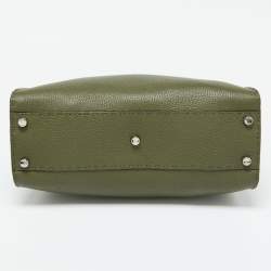 Pre Owned Fendi Green Leather and Python Medium Peekaboo Top Handle Bag