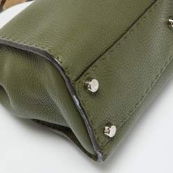 Pre Owned Fendi Green Leather and Python Medium Peekaboo Top Handle Bag