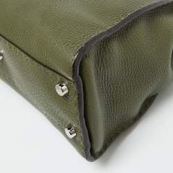 Pre Owned Fendi Green Leather and Python Medium Peekaboo Top Handle Bag