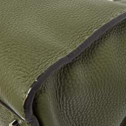 Pre Owned Fendi Green Leather and Python Medium Peekaboo Top Handle Bag