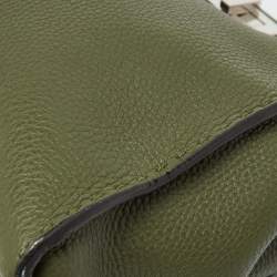 Pre Owned Fendi Green Leather and Python Medium Peekaboo Top Handle Bag