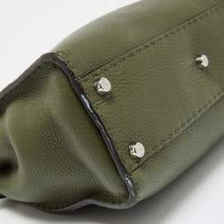 Pre Owned Fendi Green Leather and Python Medium Peekaboo Top Handle Bag