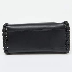 Fendi Black Leather Mini Whipstitched Peekaboo Top Handle Bag