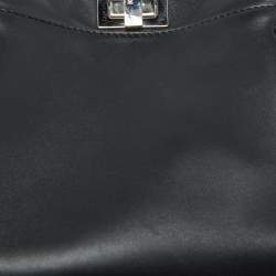 Fendi Black Leather Mini Whipstitched Peekaboo Top Handle Bag