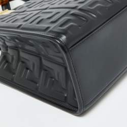 مملوكة مسبقًا Fendi Black FF Embossed Leather Small Sunshine Tote