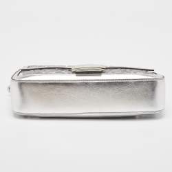 Fendi Silver Zucca Leather, PVC and Sequins Baguette Bag